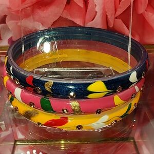 Three Glass Bracelets Measuring 7.25"